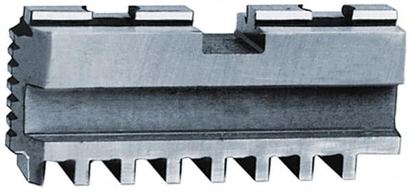 Bison - 25" Max Chuck Diam Compatibility, Steel Tongue & Groove Hard Lathe Master Jaws - 3/4" Groove Width, 2.0472" Wide x 8.1102" Long x 2.3228" High - Caliber Tooling