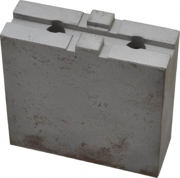 H & R Manufacturing - 8" Chuck Capacity, Tongue & Groove Attachment, Square Soft Lathe Chuck Jaw - Steel, 1-3/4" Btw Mount Hole Ctrs, 3-1/2" Long x 1-1/4" Wide x 3-3/8" High, 5/16" Groove - Caliber Tooling