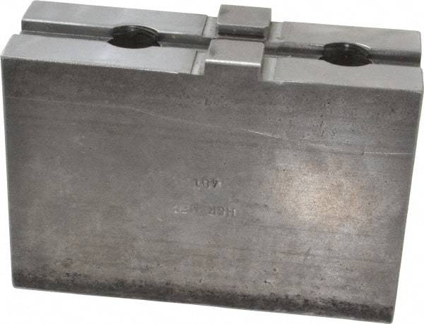 H & R Manufacturing - 18 to 21" Chuck Capacity, Tongue & Groove Attachment, Square Soft Lathe Chuck Jaw - Steel, 3" Btw Mount Hole Ctrs, 5-5/8" Long x 2" Wide x 3-13/16" High, 1/2" Groove - Caliber Tooling