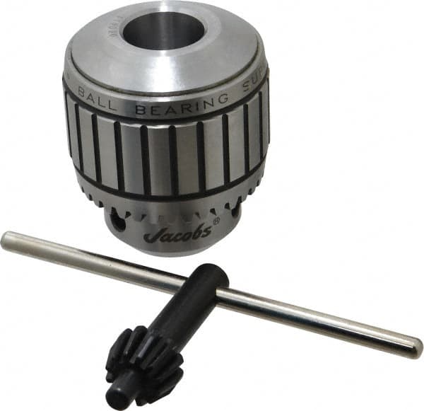 Jacobs - JT5, 3/8 to 1" Capacity, Tapered Mount Drill Chuck - Keyed, 3-21/32" Sleeve Diam, 4-1/4" Open Length - Exact Industrial Supply