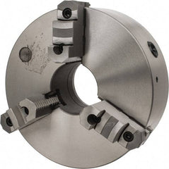 Interstate - 3 Jaws, 12" Diam, Self Centering Manual Lathe Chuck - D1-6 Mount Spindle, Reversible, 3-15/16" Through Hole Diam, Cast Iron - Caliber Tooling