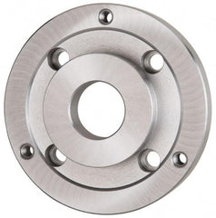 Bison - Adapter Back Plate for 6-1/4" Diam Self Centering Lathe Chucks - A2-5 Mount, 1.654" Through Hole Diam, 3.385mm ID, 6.3" OD, 0.76" Flange Height, Steel - Caliber Tooling