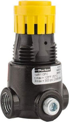 Parker - 1/4 NPT Port, 15 CFM, Zinc Miniature Regulator - 2 to 125 psi Range, 300 Max psi Supply Pressure, 1/8" Gauge Port Thread, 1.65" Wide x 2.88" High - Caliber Tooling