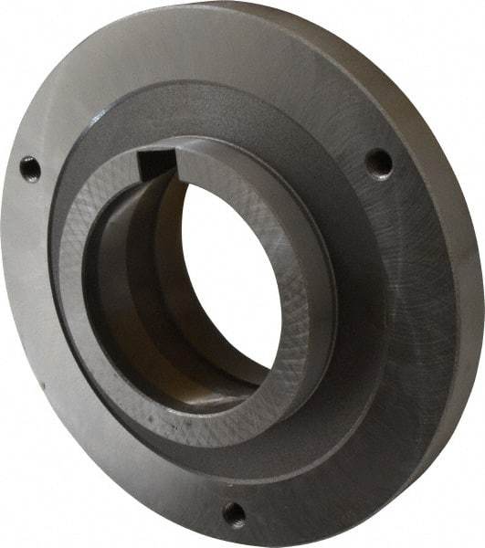 Bison - Adapter Back Plate for 8" Diam Self Centering Lathe Chucks - L-1 Mount, 4-1/8" Through Hole Diam, 6.93mm ID, 7.87" OD, 0.79" Flange Height, Steel - Caliber Tooling