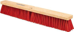 PRO-SOURCE - 24" Heavy Duty Synthetic Push Broom - 4" Bristle Length, Wood Block, Threaded Handle Connection - Caliber Tooling