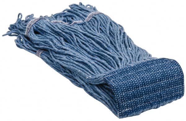 PRO-SOURCE - 5" Blue Head Band, Large Blended Fiber Loop End Mop Head - 4 Ply, Clamp Jaw Connection, Use for General Purpose - Caliber Tooling