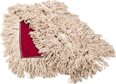 PRO-SOURCE - 36" Long x 3-1/2" Wide Yarn Blend Dust Mop Head - Snap-On, Red, Looped Head, Launderable - Caliber Tooling