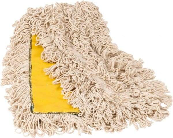 PRO-SOURCE - 48" Long x 3-1/2" Wide Yarn Blend Dust Mop Head - Snap-On, Yellow, Looped Head, Launderable - Caliber Tooling