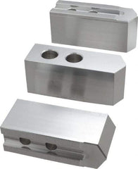 Masterman & Kovil - 10" Chuck Capacity, 1.5mm x 60° Serrated Attachment, Square Soft Lathe Chuck Jaw - 3 Jaws, Aluminum, 1.181" Btw Mount Hole Ctrs, 4.6mm Long x 1-1/2" Wide x 2" High, 0.63" Groove, 12mm Fastener - Caliber Tooling