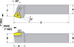 Dorian Tool - MTRN, Left Hand Cut, 15° Lead Angle, 5/8" Shank Height x 5/8" Shank Width, Negative Rake Indexable Turning Toolholder - 4-1/2" OAL, TN..22. Insert Compatibility, Series Multi-Option - Caliber Tooling