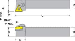 Dorian Tool - MTGN, Left Hand Cut, 1/2" Shank Height x 1/2" Shank Width, Negative Rake Indexable Turning Toolholder - 4" OAL, TN..22. Insert Compatibility, Series Multi-Option - Caliber Tooling