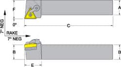 Dorian Tool - MTGN, Left Hand Cut, 1/2" Shank Height x 1/2" Shank Width, Negative Rake Indexable Turning Toolholder - 4" OAL, TN..22. Insert Compatibility, Series Multi-Option - Caliber Tooling