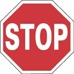 NMC - "Stop", 30" Wide x 30" High, Aluminum Stop & Yield Signs - 0.08" Thick, White on Red, Engineer Grade Reflectivity, Octagon, Post Mount - Caliber Tooling