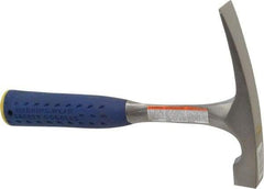 Estwing - 1-1/4 Lb Head Bricklayer's Hammer - 11" OAL, Steel Handle with Grip, 53/64" Face Diam - Caliber Tooling