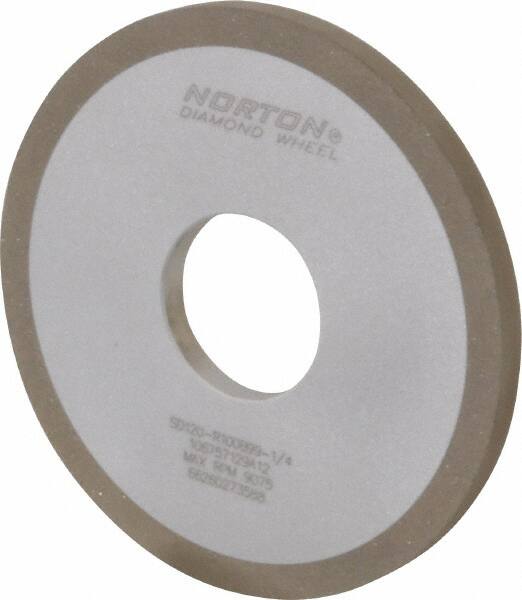 Norton - 4" Diam x 1-1/4" Hole x 1/4" Thick, 120 Grit Surface Grinding Wheel - Diamond, Type 1A1, Fine Grade, Resinoid Bond - Caliber Tooling