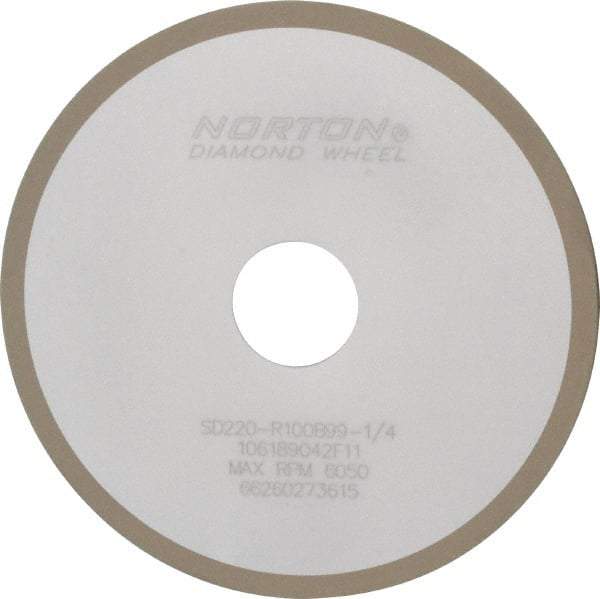 Norton - 6" Diam x 1-1/4" Hole x 1/8" Thick, 220 Grit Surface Grinding Wheel - Diamond, Type 1A1, Very Fine Grade, Resinoid Bond - Caliber Tooling