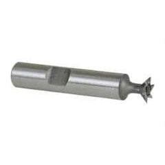 Keo - 3/8" Diam x 1/8" Width of Cut, 45° Included Angle, High Speed Steel Dovetail Cutter - 3/8" Shank Diam, 2" Shank Length, 2-1/8" Overall Length, Weldon Flat, Uncoated - Caliber Tooling