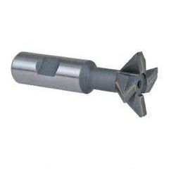 Keo - 1-1/2" Diam x 1/2" Width of Cut, 45° Included Angle, Carbide-Tipped Dovetail Cutter - 3/4" Shank Diam, 3-1/4" Overall Length, 0.02" Corner Radius, Weldon Flat, Uncoated - Caliber Tooling