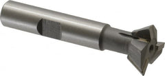 Keo - 3/4" Diam x 1/4" Width of Cut, 60° Included Angle, Carbide-Tipped Dovetail Cutter - 3/8" Shank Diam, 2-1/4" Overall Length, 0.02" Corner Radius, Weldon Flat, Uncoated - Caliber Tooling