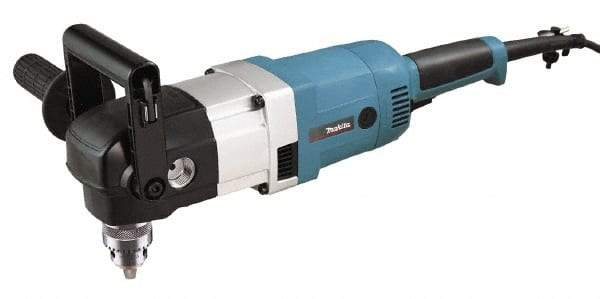 Makita - 1/2" Keyed Chuck, 300 & 1,200 RPM, Angled Handle Electric Drill - 10 Amps, 115 Volts, Reversible, Includes Chuck Key, Drill Chuck, Hex Wrench, Key Holder, Side Handle, Tool Case - Caliber Tooling