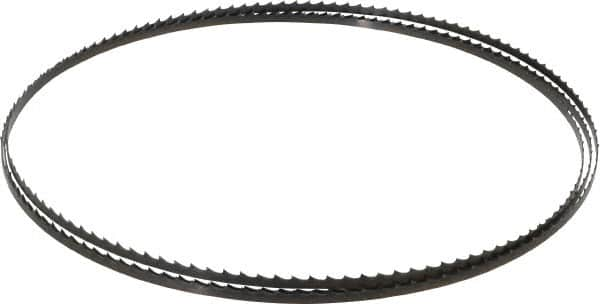 Starrett - 4 TPI, 7' 8" Long x 1/4" Wide x 0.025" Thick, Welded Band Saw Blade - Carbon Steel, Toothed Edge, Raker Tooth Set, Flexible Back, Contour Cutting - Caliber Tooling