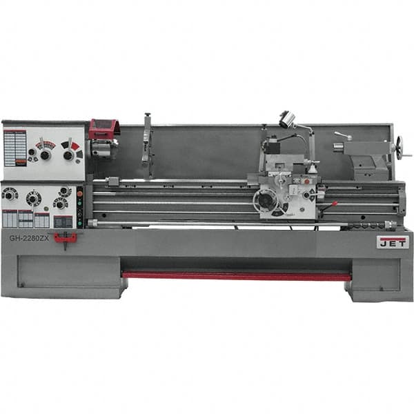 Jet - 22" Swing, 80" Between Centers, 230/460 Volt, Triple Phase Engine Lathe - 7MT Taper, 10 hp, 25 to 1,800 RPM, 3-1/8" Bore Diam, 40" Deep x 48-7/8" High x 136-1/8" Long - Caliber Tooling