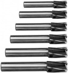 Value Collection - 6 Piece, 3 Flutes, Straight Shank, Interchangeable Pilot Counterbore Set - Caliber Tooling