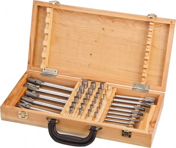 Value Collection - 39 Piece, 3 Flutes, Straight Shank, Interchangeable Pilot Counterbore Set - Caliber Tooling