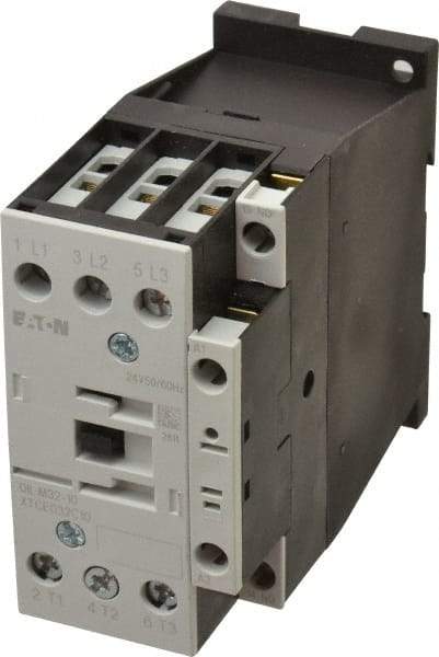 Eaton Cutler-Hammer - 3 Pole, 24 Coil VAC, 40 Amp, Nonreversible Open Enclosure IEC Contactor - 1 Phase hp: 3 at 115 V, 5 at 200 V, 5 at 230 V, 3 Phase hp: 10 at 200 V, 10 at 230 V, 20 at 460 V, 25 at 575 V, 32 Amp Inductive Load Rating Listed - Caliber Tooling