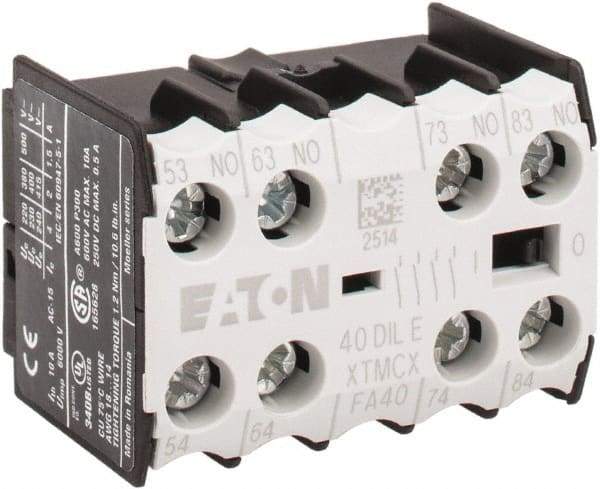 Eaton Cutler-Hammer - 6 to 9 Amp, Contactor Front Mount Auxiliary Contact - For Use with Miniature Contactor and XTRM Miniature Control Relay - Caliber Tooling