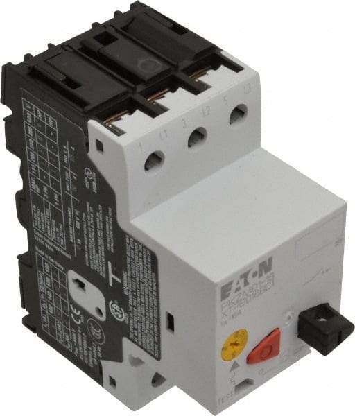 Eaton Cutler-Hammer - 16 Amp, IEC, Open Pushbutton Manual Motor Starter - 45mm Wide x 85mm Deep x 3.6667" High, 10 hp at 480 V, 10 hp at 600 V, 3 hp at 200 V & 5 hp at 240 V, CE Approved, CSA Certified, DIN VDE, EN/IEC, UL 508 Type E Compliant & UL Listed - Caliber Tooling