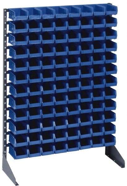 Quantum Storage - 96 Bin Rail Unit with Bins - 36 Inch Overall Width x 15 Inch Overall Depth x 53 Inch Overall Height, Blue Polypropylene / Polyethylene Bins - Caliber Tooling