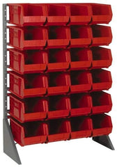 Quantum Storage - 48 Bin Rail Unit with Bins - 36 Inch Overall Width x 15 Inch Overall Depth x 53 Inch Overall Height, Blue Polypropylene / Polyethylene Bins - Caliber Tooling