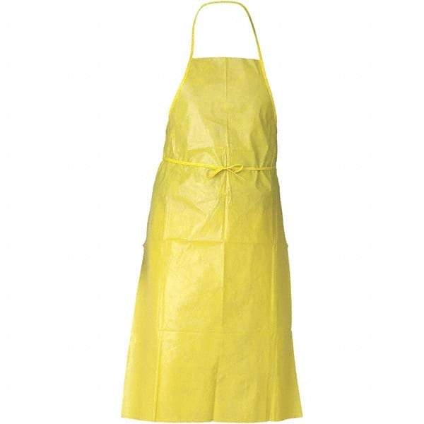 KleenGuard - 29" Wide x 44" Long x 1-1/2 mil Thick Chemical Resistant Bib Apron - Polyethylene & Spunbound, Yellow, Resists Chemical Sprays - Caliber Tooling