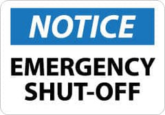 NMC - "Notice - Emergency Shut-Off", 10" Long x 14" Wide, Aluminum Safety Sign - Rectangle, 0.04" Thick, Use for Accident Prevention - Caliber Tooling