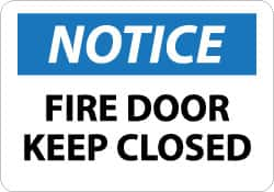 NMC - Notice - Fire Door - Keep Closed, Aluminum Fire and Exit Sign - 14" Wide x 10" High - Caliber Tooling