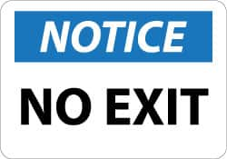 NMC - Notice - No Exit, Aluminum Exit Sign - 14" Wide x 10" High - Caliber Tooling