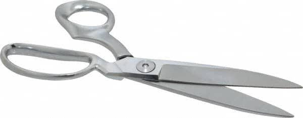 Clauss - 4-1/2" LOC, 10" OAL Chrome Plated Standard Shears - Right Hand, Chrome Plated Offset Handle, For General Purpose Use - Caliber Tooling