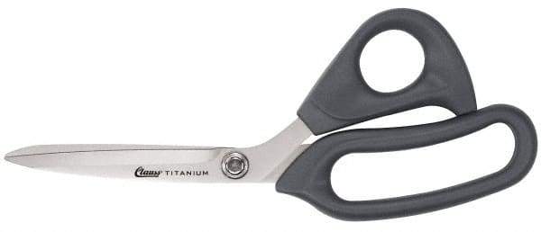 Clauss - 3-1/2" LOC, 9" OAL Titanium Standard Shears - Ambidextrous, Plastic Offset Handle, For General Purpose Use - Caliber Tooling