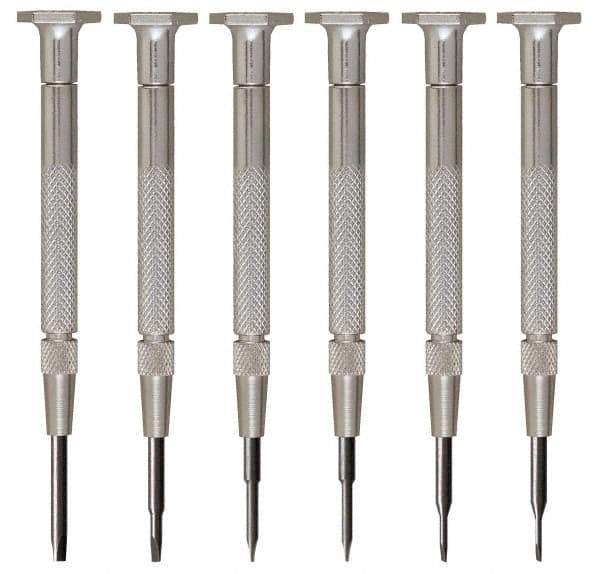 Moody Tools - 6 Piece Slotted Screwdriver Set - Blade Sizes: Width 0.025, 0.04, 0.055, 0.07, 0.08 & 0.1 - Caliber Tooling