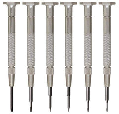 Moody Tools - 6 Piece Slotted Screwdriver Set - Blade Sizes: Width 0.025, 0.04, 0.055, 0.07, 0.08 & 0.1 - Caliber Tooling