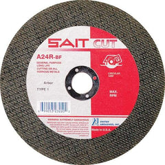 Sait - 7" 24 Grit Aluminum Oxide Cutoff Wheel - 3/32" Thick, 5/8" Arbor, 8,500 Max RPM, Use with Circular Saws - Caliber Tooling