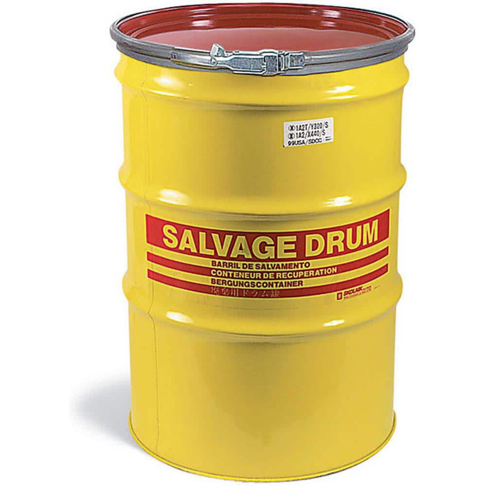 Overpack & Salvage Drums; Product Type: Salvage Drum; Holds Maximum Drum Size: 85 gal; Closure: Metal Lever Lock Lid; Closure Type: Metal Lever Lock Lid; Inside Height (Decimal Inch): 37 in; Drum Size Capacity: 85 gal; Outside Height (Inch): 39 in; Overal