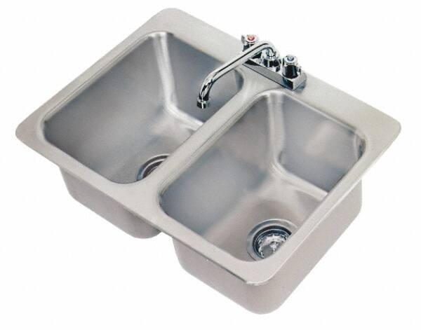 Advance Tabco - 10" Long x 14" Wide Inside, 2 Compartment, Stainless Steel Stainless Steel Drop In Sink - 20 Gauge, 24-7/8" Long x 18-1/2" Wide Outside, 10" Deep - Caliber Tooling