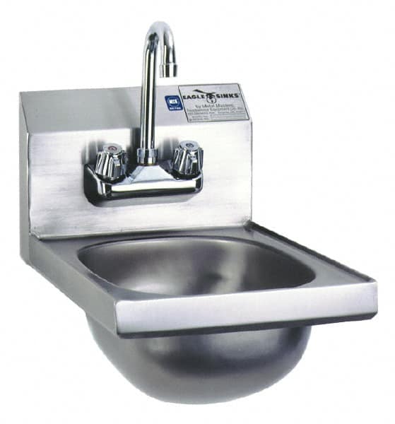 Eagle MHC - 9-3/4" Long x 13-1/2" Wide Inside, 1 Compartment, Stainless Steel Stainless Steel Hand Sink - 20 Gauge, 12" Long x 18" Wide x 14-1/4" High Outside, 6-3/4" Deep - Caliber Tooling