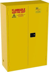 Jamco - 2 Door, 2 Shelf, Yellow Steel Standard Safety Cabinet for Flammable and Combustible Liquids - 65" High x 43" Wide x 18" Deep, Manual Closing Door, 3 Point Key Lock, 45 Gal Capacity - Caliber Tooling