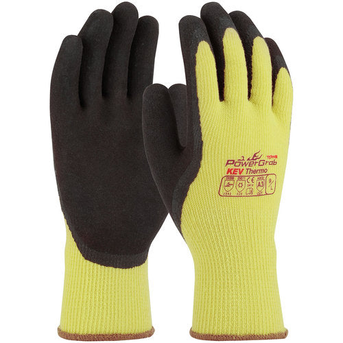 09-K1350/M Gloves w/Kevlar Brand - PowerGrab KEV Thermo - Kevlar/Acrylic Shell - Latex MicroFinish Grip - A3 - Exact Industrial Supply