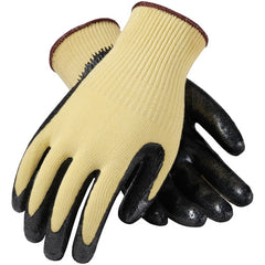 09-K1400/M Gloves w/Kevlar Brand - G-Tek KEV - Yellow 10G Kevlar Shell - Black Nitrile Coat Smooth Grip - A2