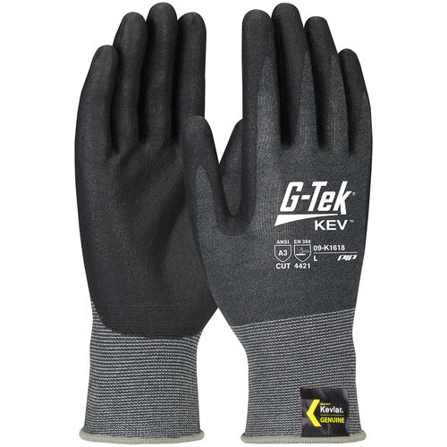 09-K1618/XXL Gloves w/Kevlar Brand - G-Tek KEV - Kevlar Engineered Yarn - Gray 18 Gauge - Nitrile Foam - ANSI A2 - Exact Industrial Supply