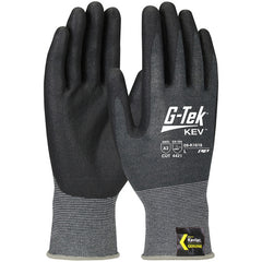 09-K1618/M Gloves w/Kevlar Brand - G-Tek KEV - Kevlar Engineered Yarn - Gray 18 Gauge - Nitrile Foam - ANSI A2 - Exact Industrial Supply